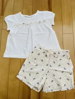 BEBE 子供服 キッズ セットアップ Tシャツ ショートパンツ リボン柄のサムネイル