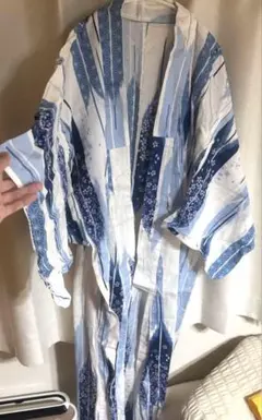 浴衣 高身長 夏祭り 涼やかカラー 青 花柄 和 夏イベント等