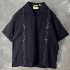 CUBAVERA ヴィンテージ　キューバシャツ　リネン　レーヨン　ブラック　M