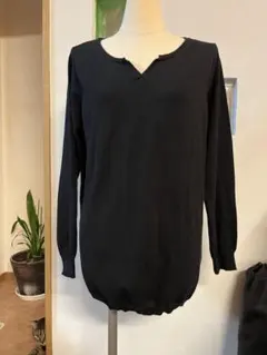 アンティカ　春秋ニット　黒　綿100% 春秋