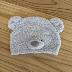 クマ耳付きグレーのベビー帽子
