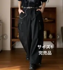 Soerte ソエルテ ワイドストレートテックカーゴパンツ ブラック