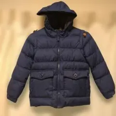 ユニクロ　ネイビー フード付き キッズダウンコート