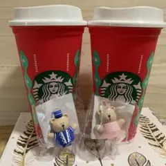 ホリデー2022リユーザブルカップ ドリンクホールキャップベアリスタ ペアセット