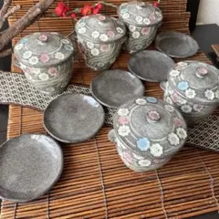 瀬戸焼　古瀬戸　鉄絵　梅花文　小皿　菱皿　銘々皿　十三客　C　6608A 瀬戸焼 古瀬戸 鉄絵 梅花文 小皿 菱皿 銘々皿 十三客