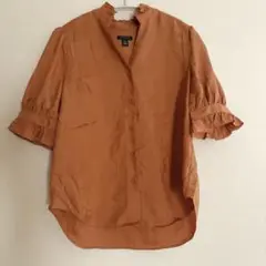 ANN TAYLOR オレンジ 花柄フリル袖ブラウス XXSP 海外古着