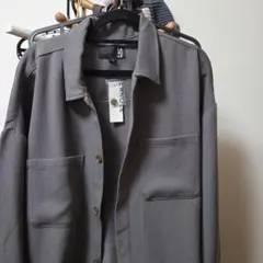 リブ素材 グレー シャツ Mサイズ