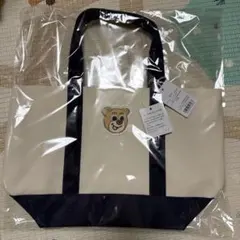 オールドテディ　ワッペントートバッグ　L アイボリー×ネイビー