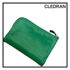 CLEDRAN　2つ折り財布　レザー　レディース　グリーン　コイン　カード　無地のサムネイル
