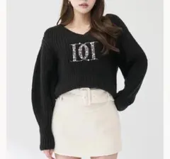 Darich ダーリッチ ファンシービーズDDロゴニットトップス BLK FR