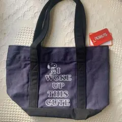 《新品 タグ付き》スヌーピー ミニトートバッグ 両面柄　ネイビー