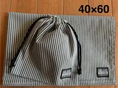 黒デニム調ヒッコリー★給食セット★巾着＆ランチョンマット40×60★入学準備