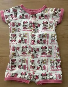 ミニーちゃん　ミニーマウス　半袖ロンパース 60