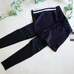 黒《白ライン/Ｌサイズ》レギンス付フィットネスパンツ④