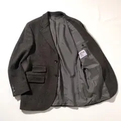 【美品】ヒューゴボス×ハリスツイード　テーラードジャケット　コラボ　部分レザー