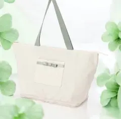 新作！フランフラン　バイカラーサテン2WAYキャリーオントートミント×アイボリー