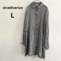 【ストラディバリウス】　トップス　長袖シャツ　総柄　格子柄　Lサイズ