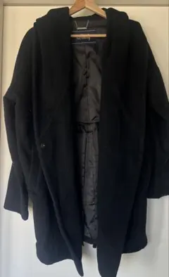 リヴドロワフード付きオーバーサイズブラックコート38