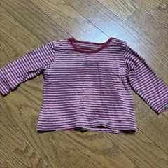 COMME CA ISM 赤と白のストライプ Tシャツ