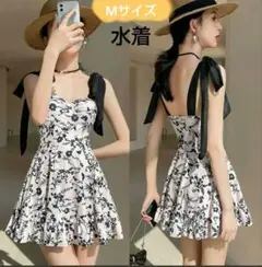 難あり 水着 レディース ワンピース 花柄 リボン付きドレス