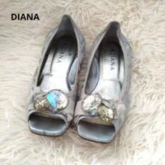 DIANA オープントゥ フラットパンプス ビジュー シルバー 24のサムネイル