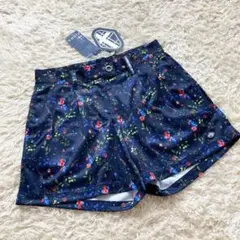 未使用 FIDRA フィドラ フラワー柄 ショートパンツ 紺 M キュロット