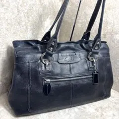 美品 COACH コーチ ハンドバッグ 手提げかばん レザー 革 ブラック 黒