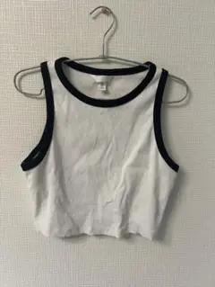 H&M クロップドタンクトップ Lサイズ ホワイト/ブラック