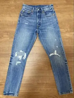 Levi's 501 Skinny ダメージデニム W24 L28
