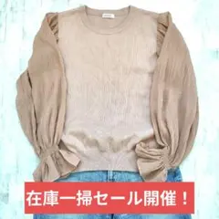 INGNI イング 異素材 プリーツ袖 ニット トップス ピンクベージュ M 春