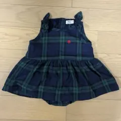 【美品】ポロベビー チェック ロンパース 80サイズ ラルフローレン ネイビー