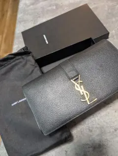 値下げ中！美品 サンローラン 長財布 ブラック ゴールドYSLロゴ