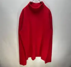 QY タートルネック 長袖カットソー ハイネック ロングスリーブ 赤 トレーナー