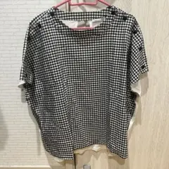 ZARA チェック柄 半袖シャツ ホワイト/ブラック