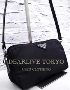 美品◆ PRADAプラダ ナイロンxレザー ショルダー カメラ バッグ ポーチ黒