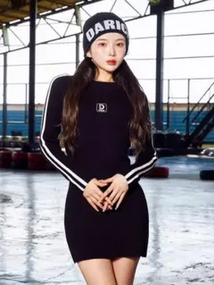Darich ダブルラインニットミニワンピース ブラック FLサイズ