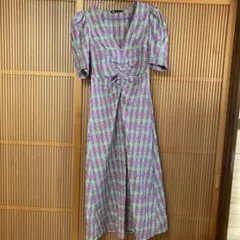 ZARA 半袖チェック柄ワンピース S