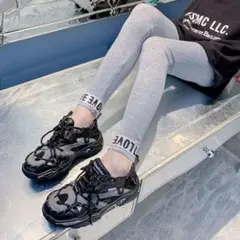 【新品未使用】LOVEロゴリブレギンス グレー 100サイズ