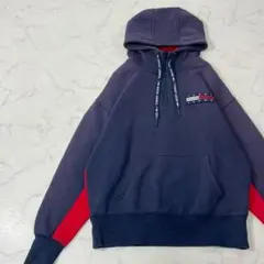 TOMMY JEANS 切替 ロゴ ワッペン 長袖 ハーフジップ パーカー Mのサムネイル