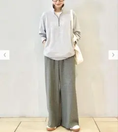 【最終価格＊美品】ユニクロ チェック柄 イージーワイドパンツ XS ベージュ