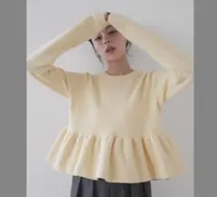 Lian ニット セーター ペプラムバルーンニットプルオーバー レディース