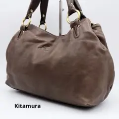 キタムラ 本革 ショルダーバッグ ハンドバッグ レザー 3層 ゴールド金具