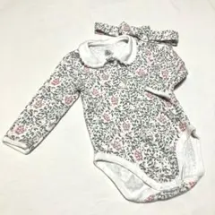 プチバトー　ロンパース　6m/67cm ヘアバンド付き