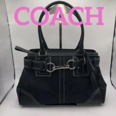 美品 COACH コーチ シグネチャー バッグ ハンプトンズ y2k bag 黒