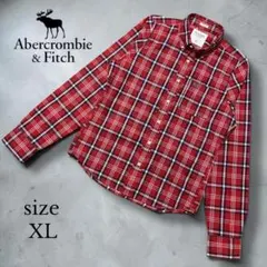Abercrombie & Fitch レッドチェック 長袖シャツ XL