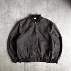 【80s walls】ダック生地　ジップブルゾン　ネイティブ柄　墨黒　usa製