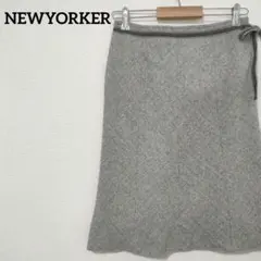 【新品】ニューヨーカー ヘリンボーン柄 フレアスカート ウエストリボン