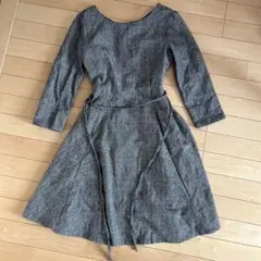 レディース　ワンピース　ロペピクニック　グレー　チェック　冬