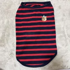 犬服 クマ ワンポイント 赤 ボーダー