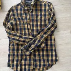 NAUTICA ネイビーイエローチェックシャツ
